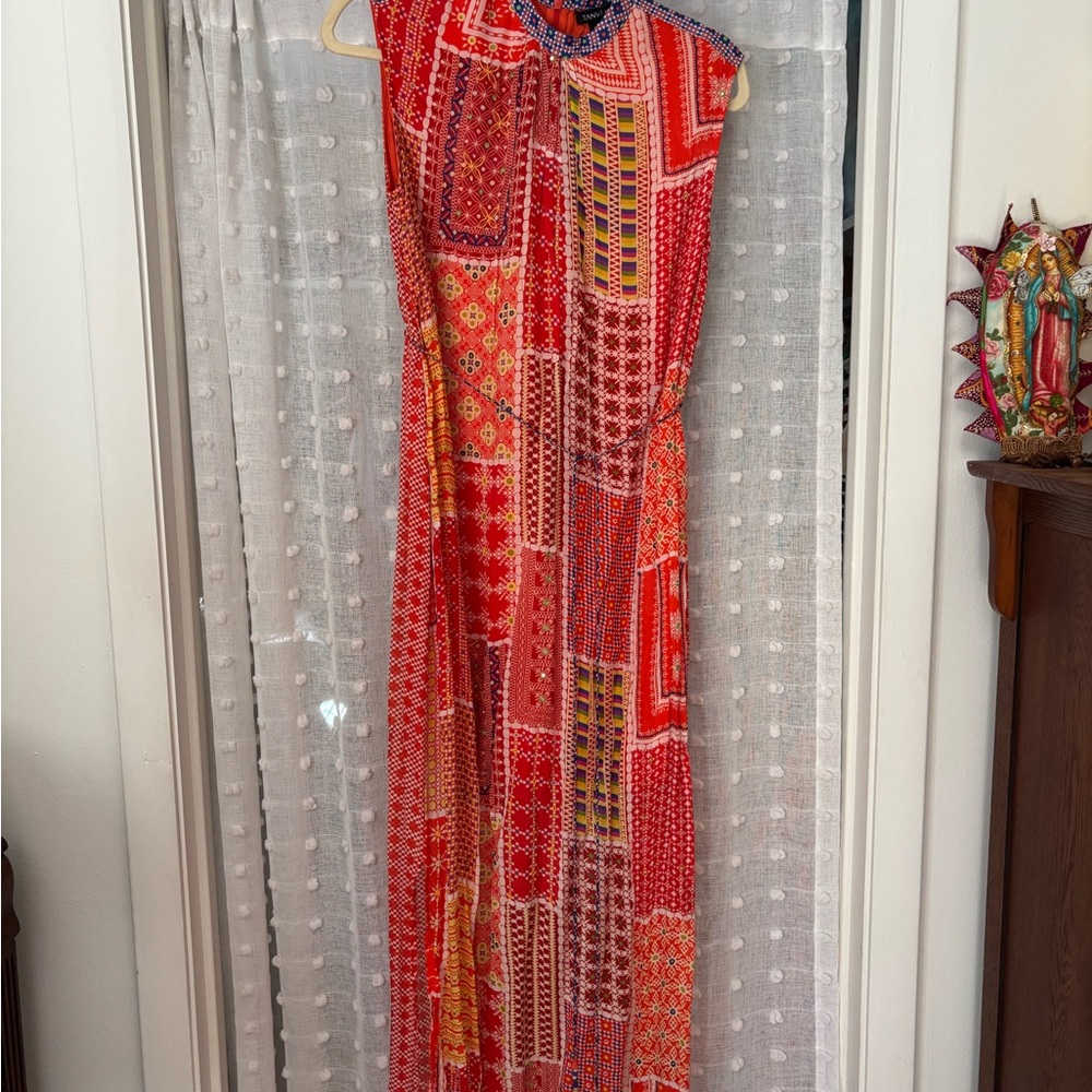 Patchwork Red Maxi Dress